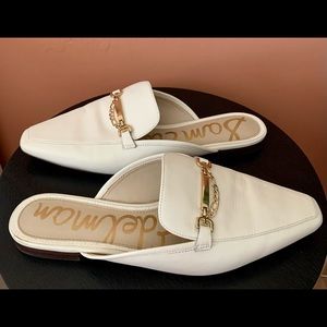 Sam Edelman White Leather Mules